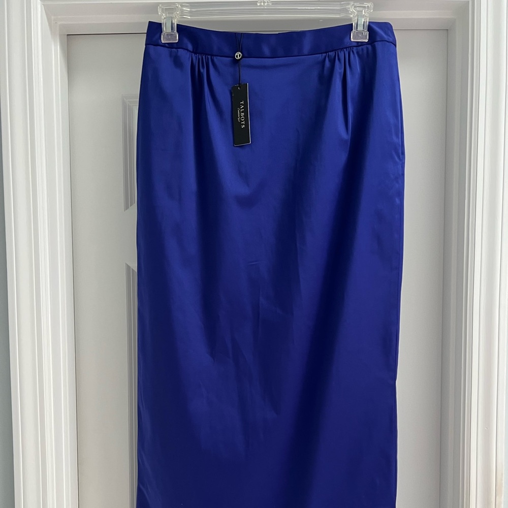 NWT Talbots Royal blue Purple Tone long lined skirt beautiful